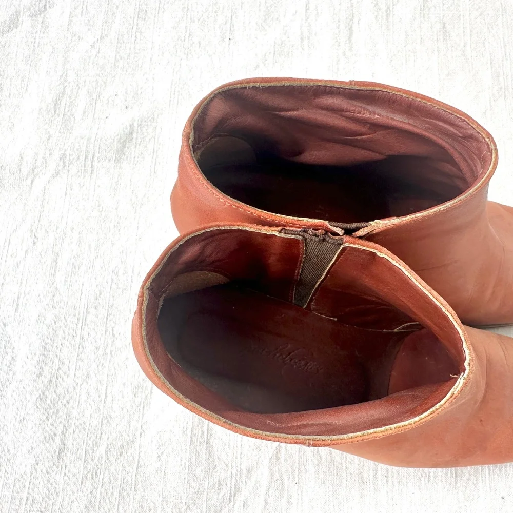 Rachel Comey Mars Leather Ankle Boots Block Heel Casual Whisky‎ Brown 7